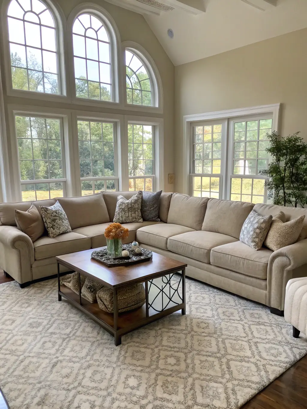 A modern, stylish living room with contemporary furniture and sophisticated decor, showcasing the Interior Design service.